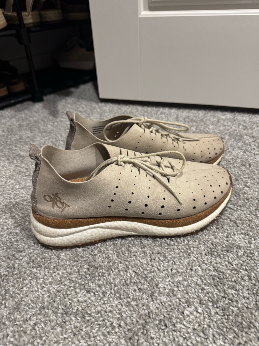 OTBT Women's Perforated Lace-Up Sneakers in Light Taupe
